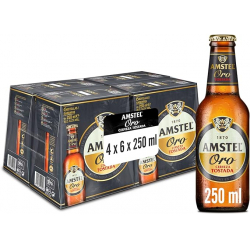 Chollo - Amstel Oro Cerveza Tostada, Caja 4 Packs Botella, 6 x 25 cl