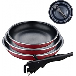 Bergner Click&Cook Red Edition Set de 3 Sartenes 18/20/24cm + Mango | ‎‎BG-31607-RD