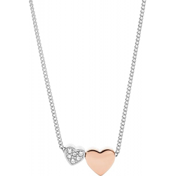 Chollo - Fossil Sutton Duo Hearts Stainless Steel Necklace | JF03097998