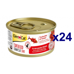 Chollo - GimCat Superfood ShinyCat Duo Atún con tomate Comida para gatos Pack 24x 70g
