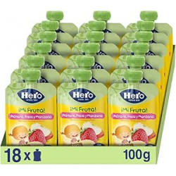 Chollo - Hero Baby Mi Fruta Bolsita de Plátano, Fresa y Manzana 100g (Pack de 18)