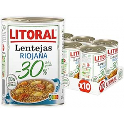 Chollo - LITORAL Lentejas Riojana -30% Sal y Grasa 425g (Pack de 10)