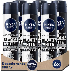 NIVEA Men Black & White Invisible Original Spray 200ml (Pack de 6)