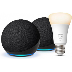 Chollo - Pack 2× Echo Dot (5.ª generación) + 1× Philips Hue Smart Bulb | B0D5MF64XM