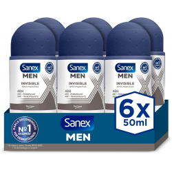 Chollo - Sanex Men Dermo Invisible Desodorante Roll-On 50ml (Pack de 6)